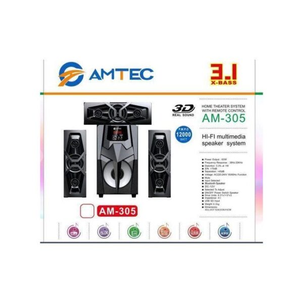 Amtec AM-305 3.1 Multimedia Speaker System – Black for Sale in Kenya — image 2