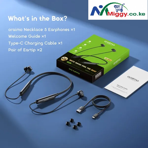 Oraimo Necklace 5 OEB-611 Tuned Noise Cancellation Wireless Neckband for Sale in Kenya — image 4